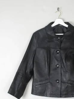 Women's Black Vintage Leather Cropped Jacket M