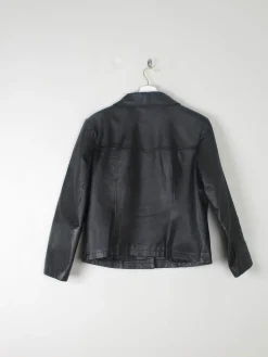 Women's Black Vintage Leather Cropped Jacket M
