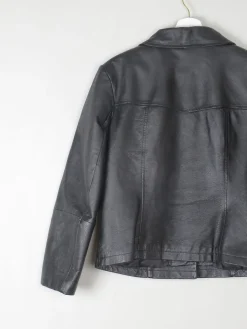 Women's Black Vintage Leather Cropped Jacket M