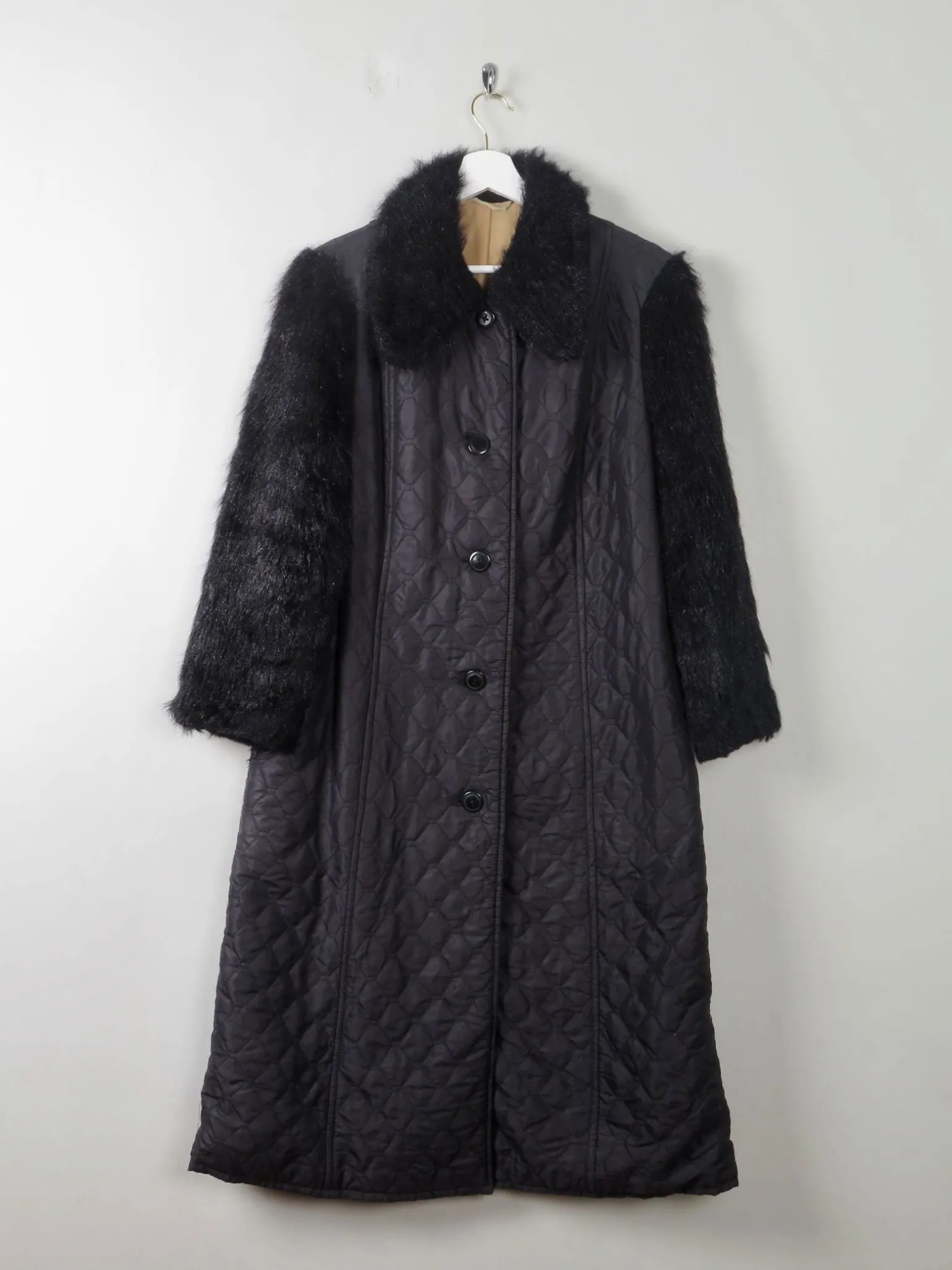 Women's Black Vintage Quilted Coat M