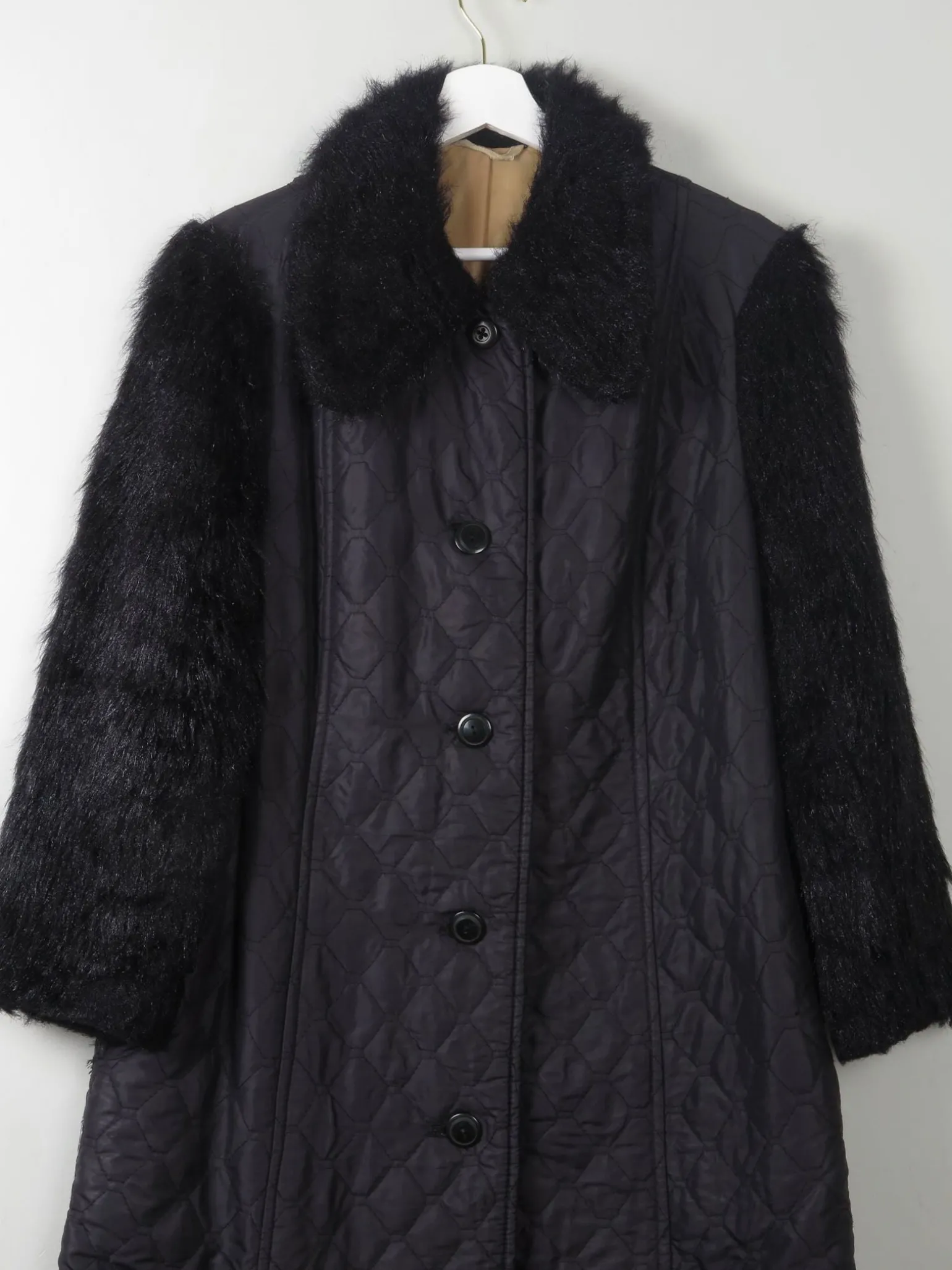 Women's Black Vintage Quilted Coat M