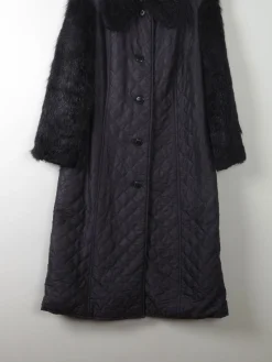 Women's Black Vintage Quilted Coat M