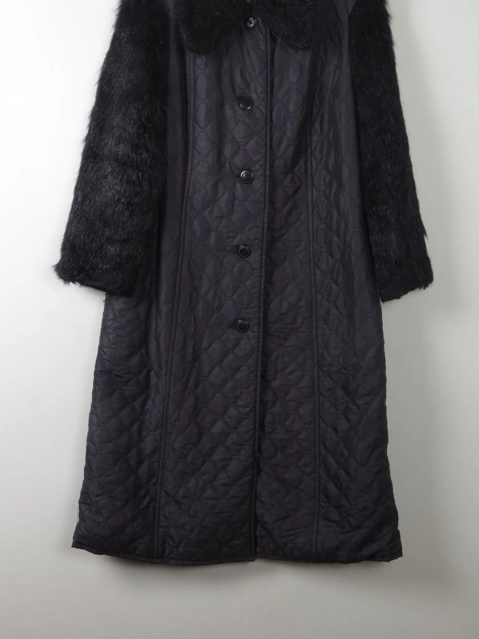 Women's Black Vintage Quilted Coat M