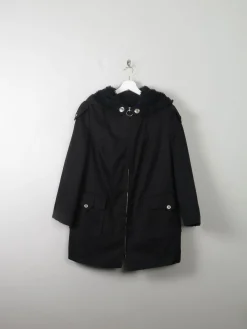 Women's Black Vintage Trench Parka S/M Petit