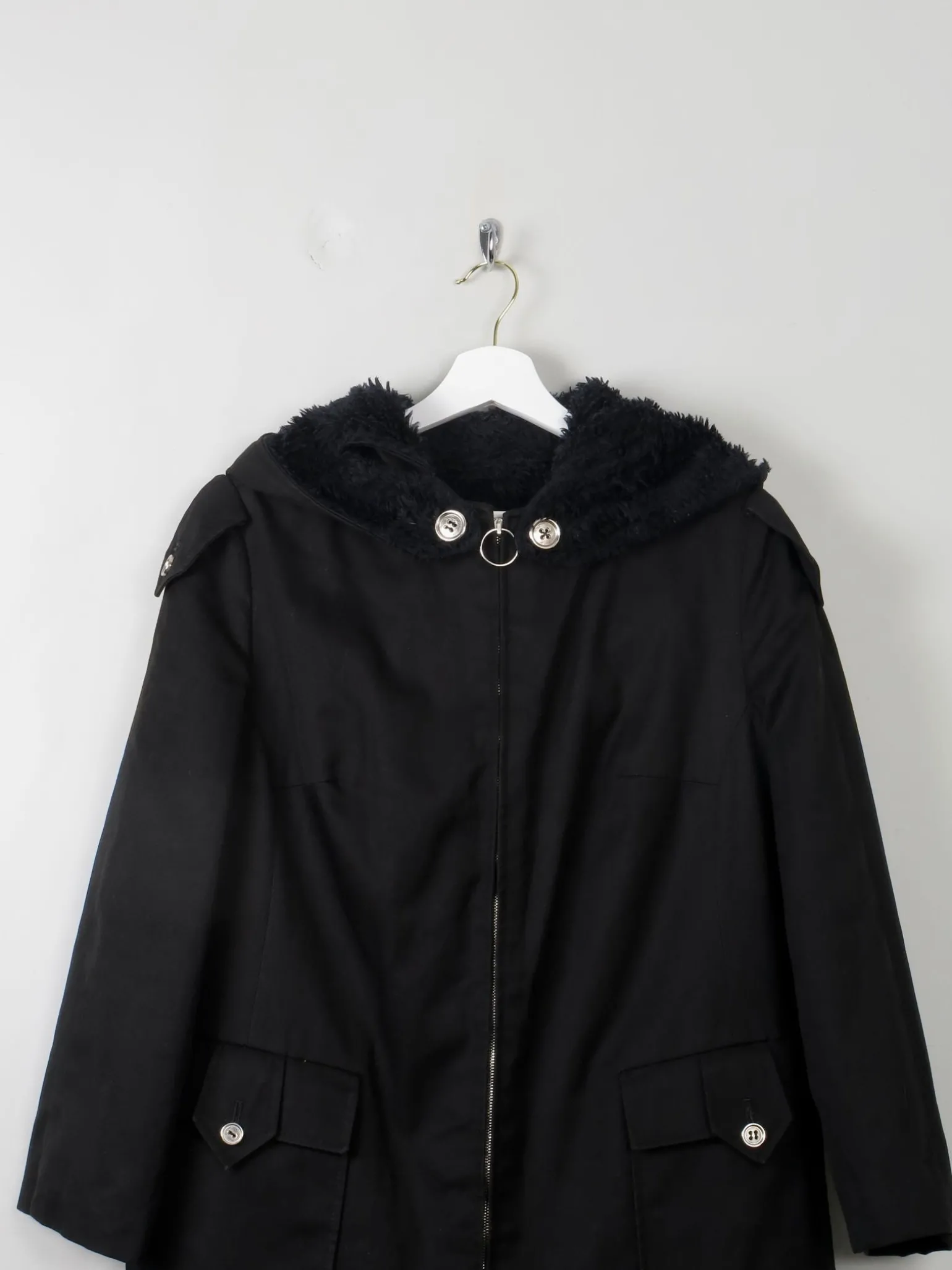 Women's Black Vintage Trench Parka S/M Petit