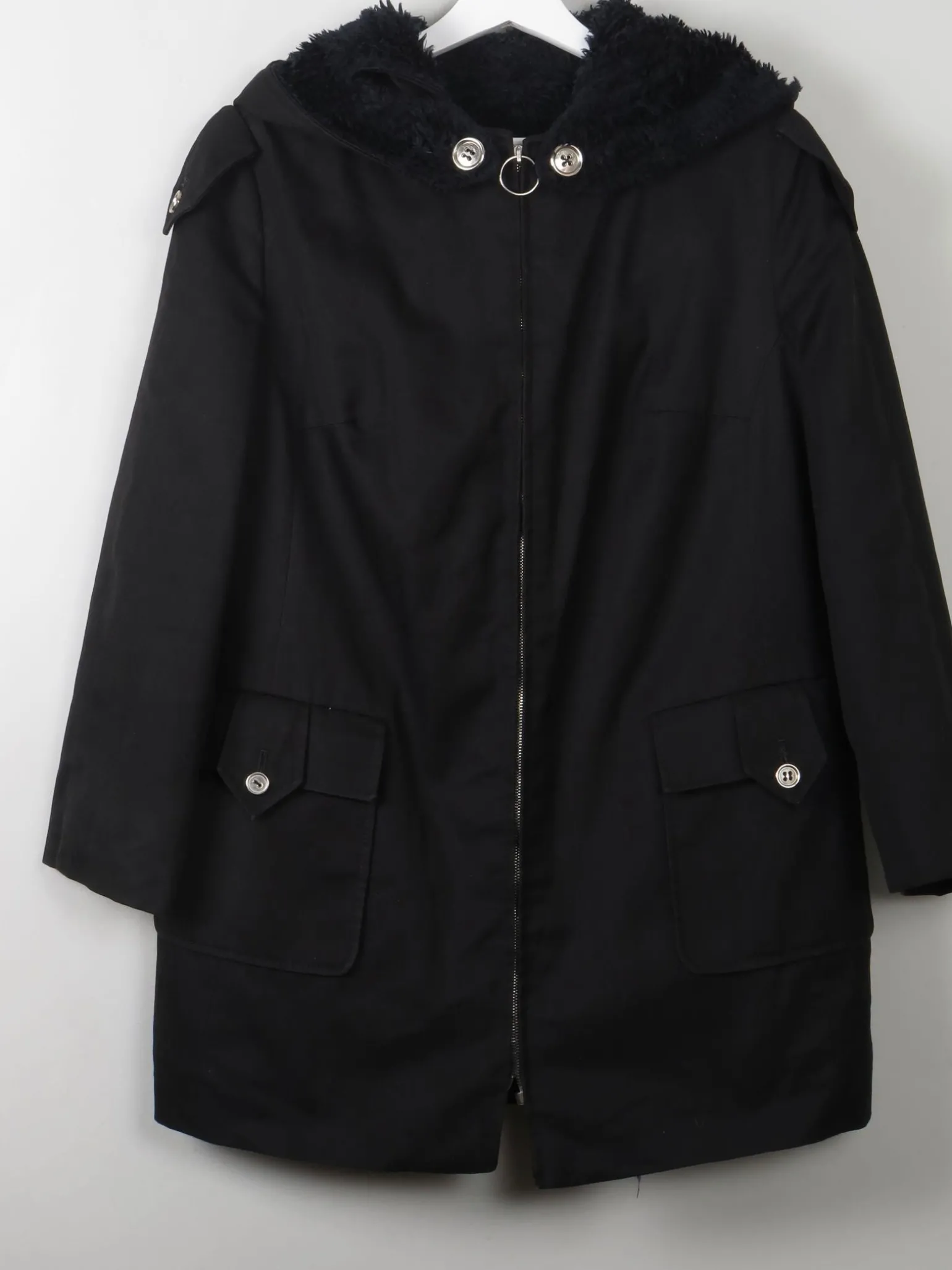 Women's Black Vintage Trench Parka S/M Petit