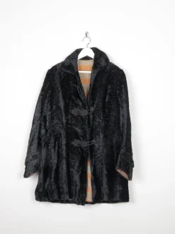 Women's Black Vintage Velvet Crushed Long Jacket 10/12