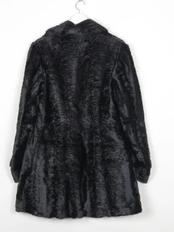 Women's Black Vintage Velvet Crushed Long Jacket 10/12