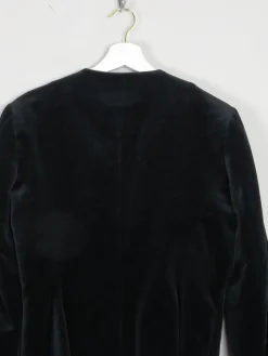 Women's Black Vintage Velvet Collarless Jacket S