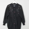 Women's Black Vintage Wool Cardigan With Beads & Lurex Trims S/M