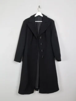 Women's Black Wool 1970s Coat 12/14