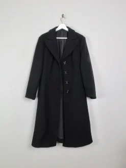 Women's Black Wool 1970s Coat 12/14