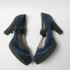 Women's Blue & Navy Mary Jane Suede Shoes 41
