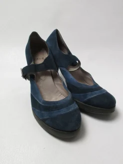 Women's Blue & Navy Mary Jane Suede Shoes 41