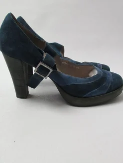 Women's Blue & Navy Mary Jane Suede Shoes 41