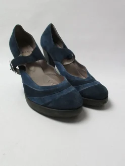 Women's Blue & Navy Mary Jane Suede Shoes 41