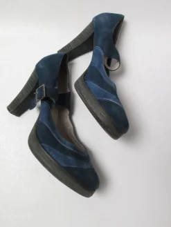 Women's Blue & Navy Mary Jane Suede Shoes 41