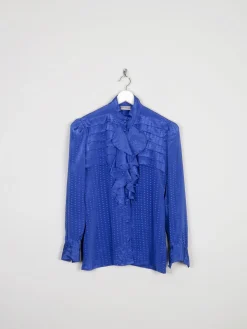 Women’s Blue Betty Barclay Vintage Blouse With Frills S
