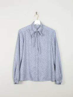 Women's Blue Polka Dot Vintage Blouse S
