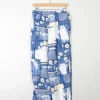 Women's Blue Printed Trousers With Elastic Waist M/L