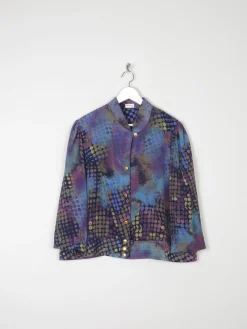 Women’s Blue Vintage Blouse With Prints L