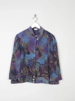 Women’s Blue Vintage Blouse With Prints L