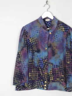 Women’s Blue Vintage Blouse With Prints L