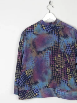 Women’s Blue Vintage Blouse With Prints L