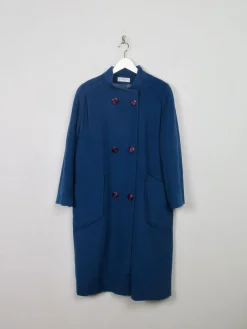 Women's Blue Vintage Cashmere & Wool Coat M/L