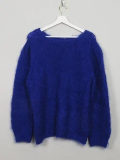 Women's Blue Vintage Mohair Jumper M/L