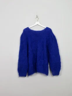 Women's Blue Vintage Mohair Jumper M/L