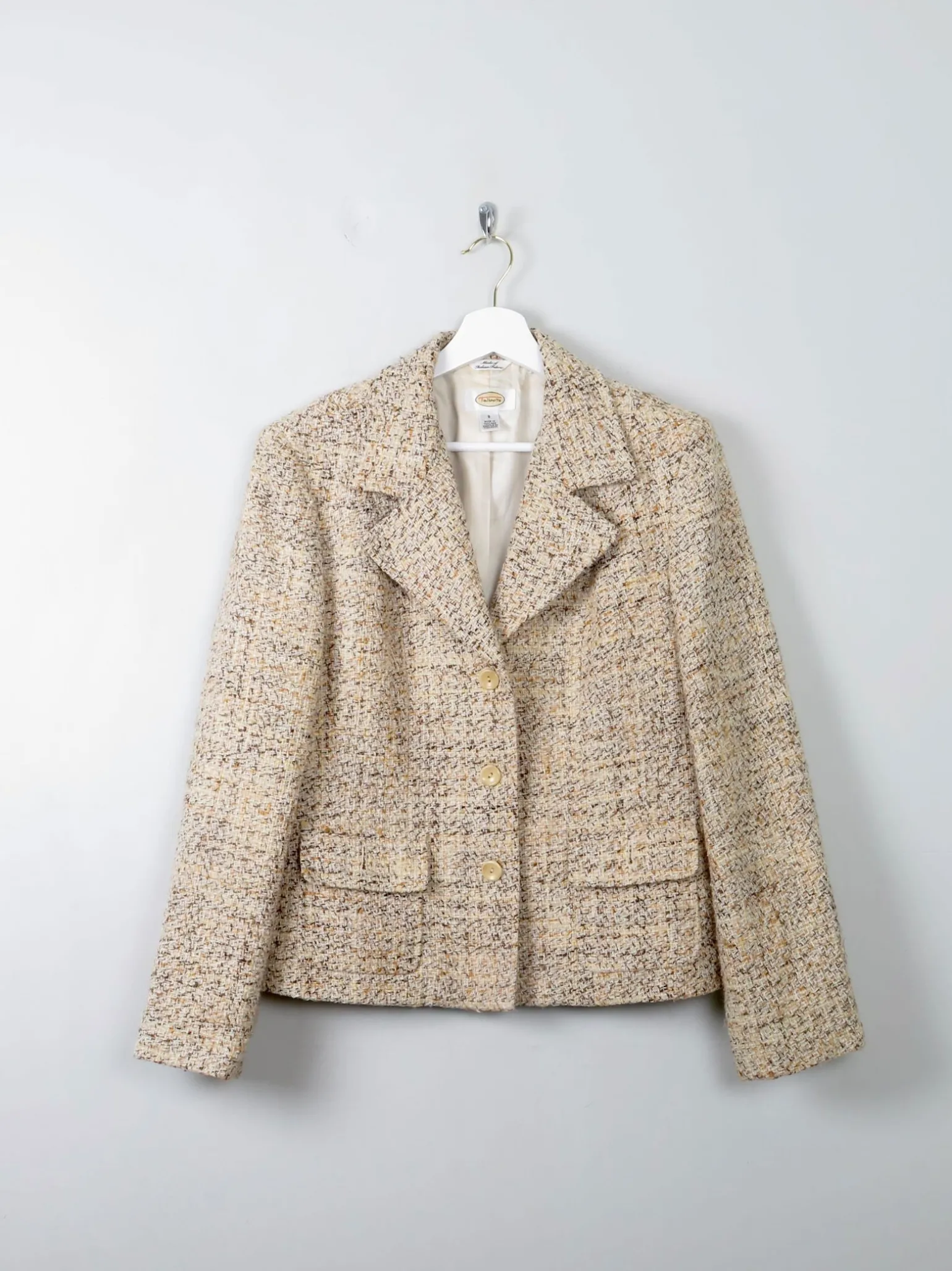 Women's Boucle Tweed Vintage Jacket Cream M