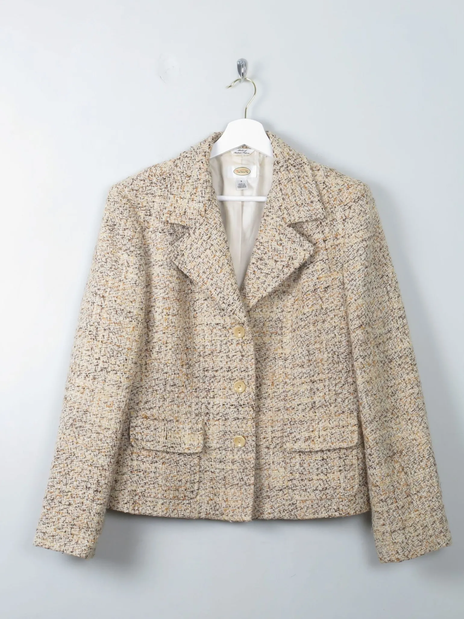 Women's Boucle Tweed Vintage Jacket Cream M