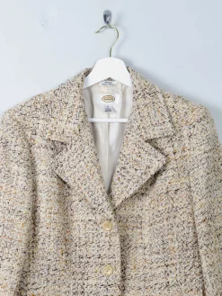 Women's Boucle Tweed Vintage Jacket Cream M
