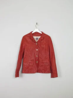 Women's Brick Red Leather Jacket Eleventy M
