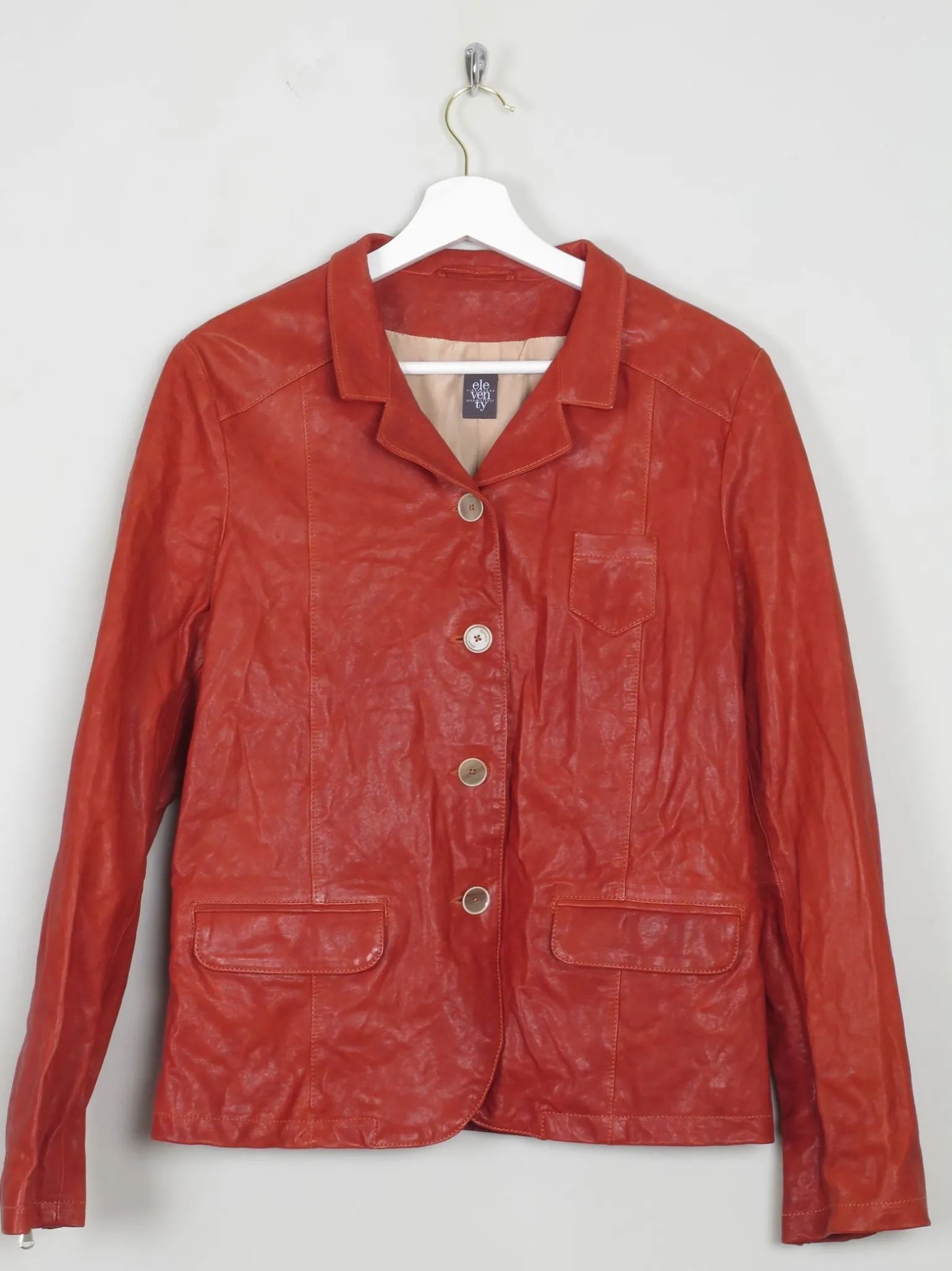 Women's Brick Red Leather Jacket Eleventy M