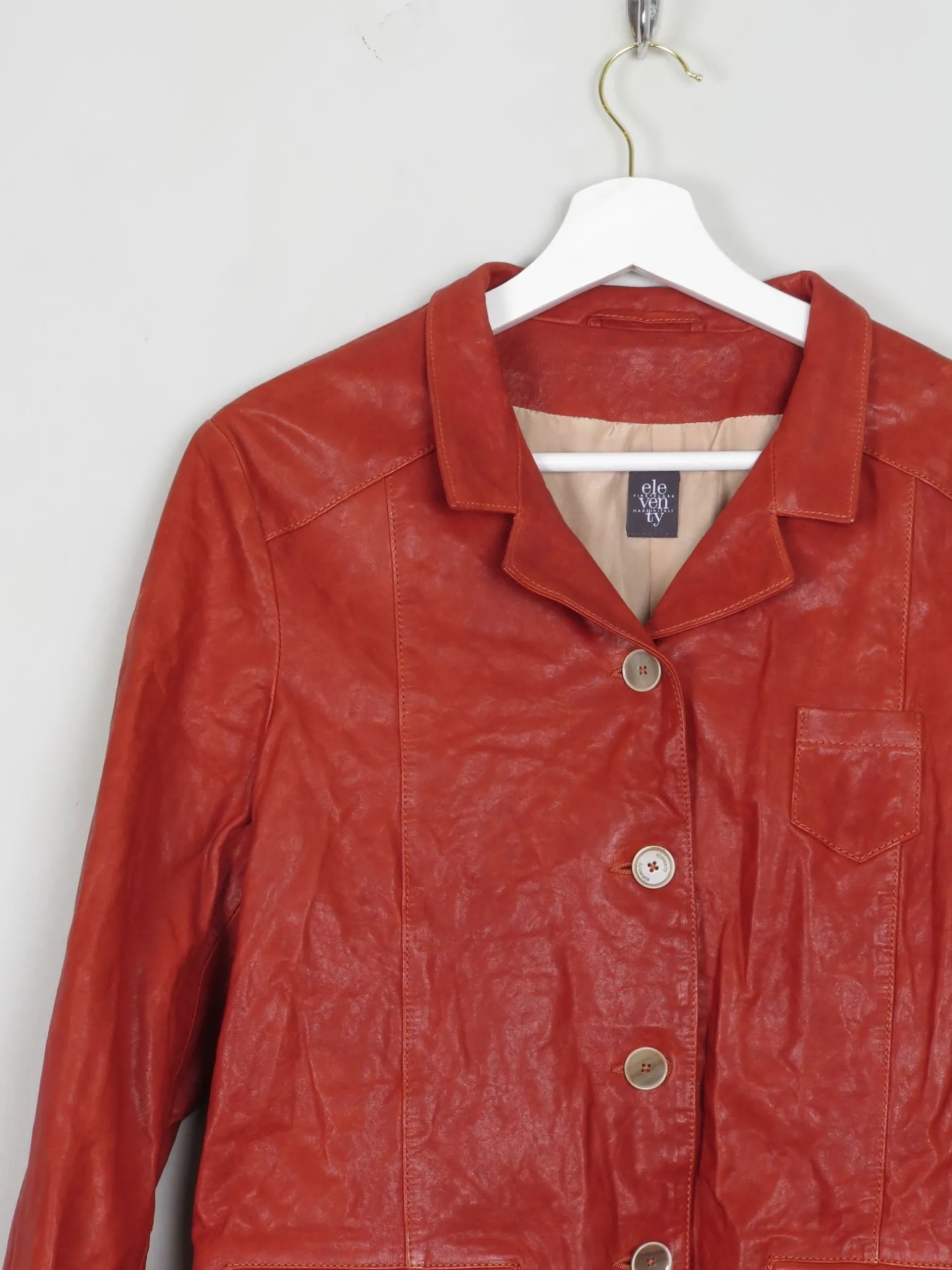 Women's Brick Red Leather Jacket Eleventy M
