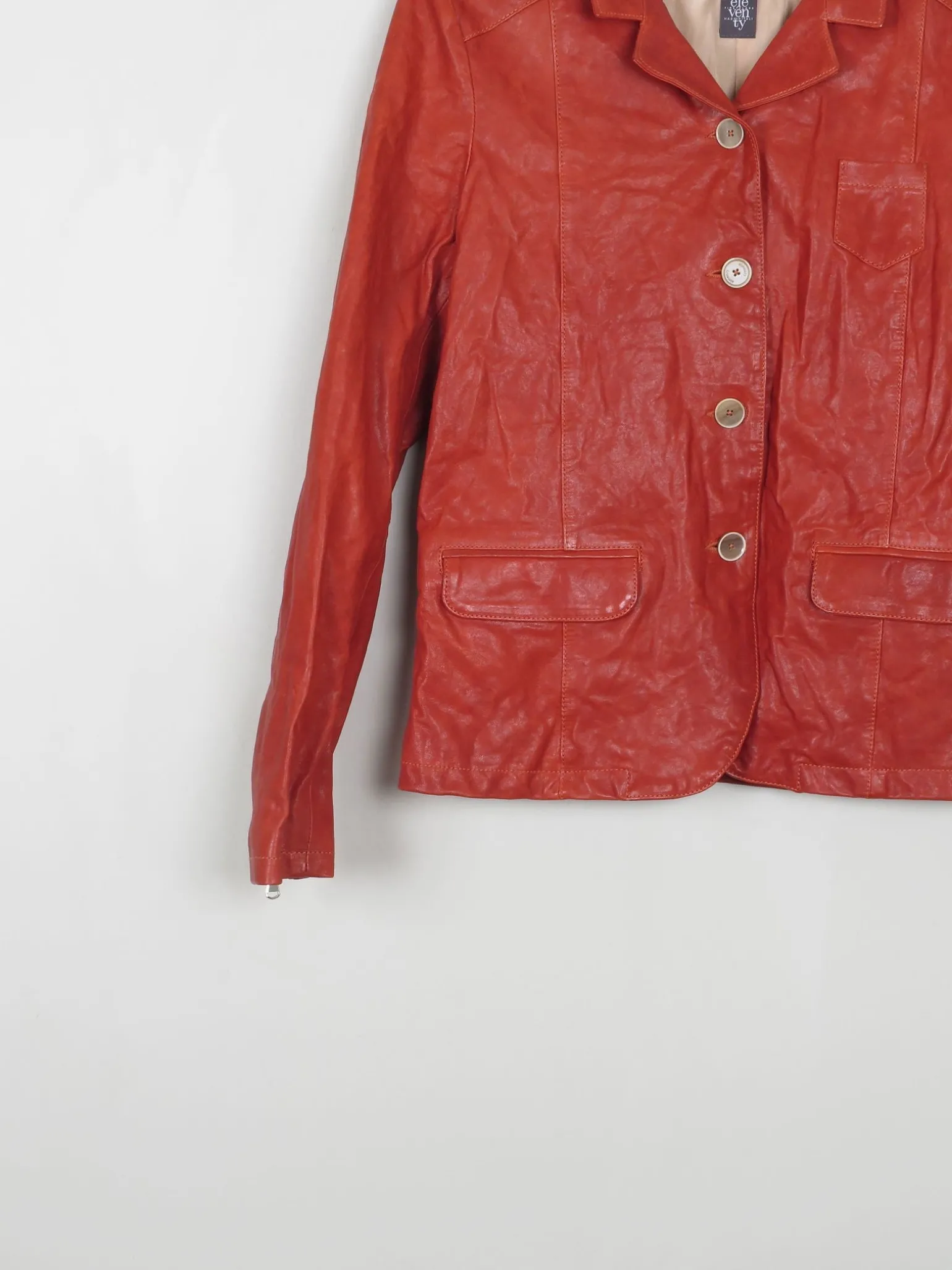 Women's Brick Red Leather Jacket Eleventy M