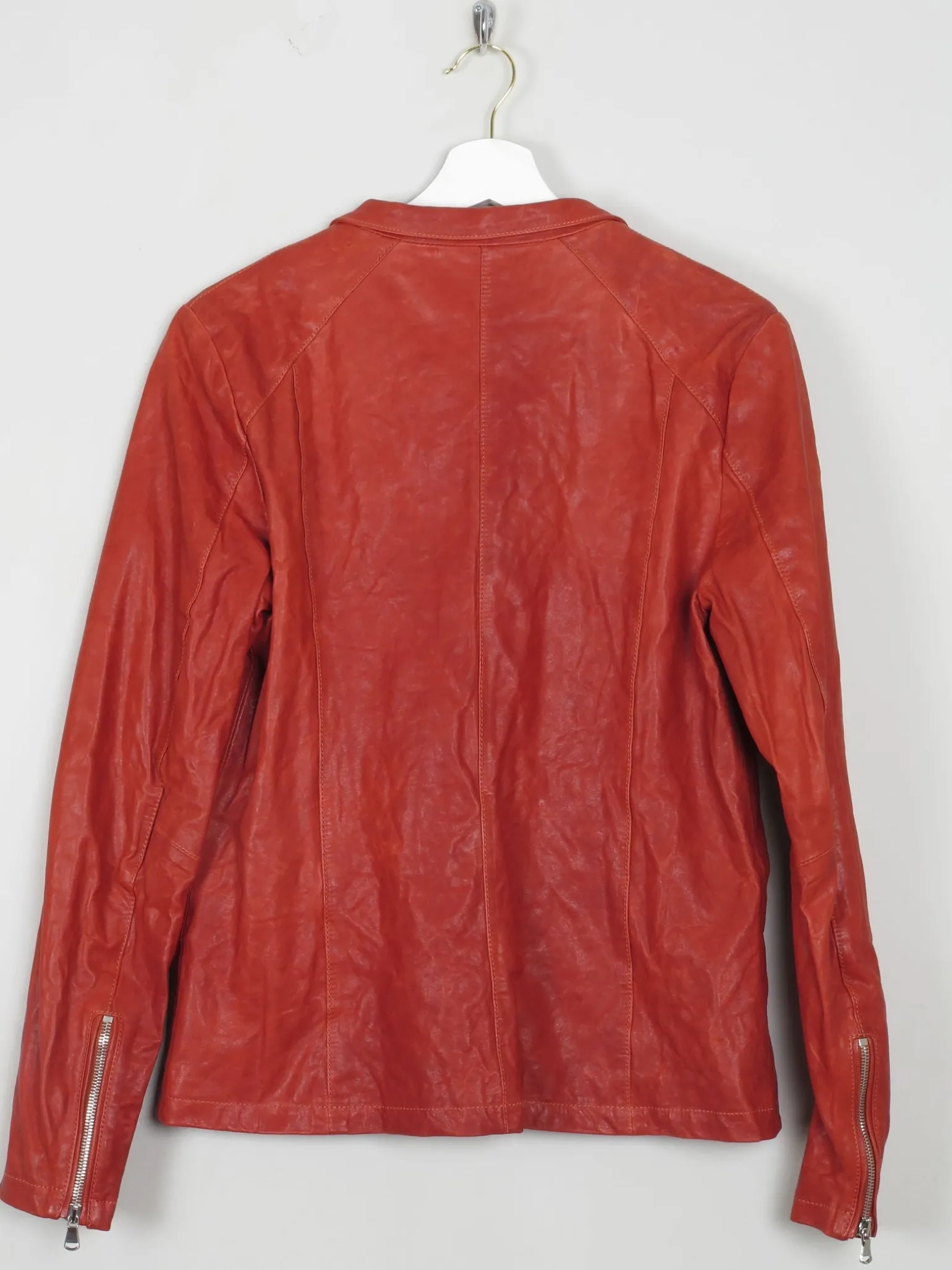 Women's Brick Red Leather Jacket Eleventy M