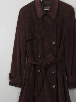 Women’s Brown Cord Trench Style Coat L/XL
