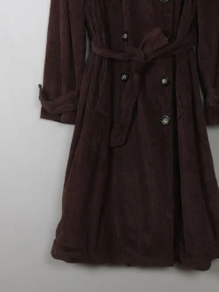 Women’s Brown Cord Trench Style Coat L/XL