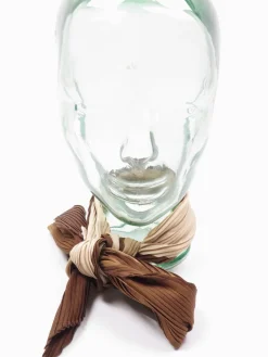 Women's Brown Cream & Brown Pleated Neck Scarf