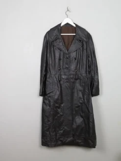 Women's Brown Leather Trench Coat M