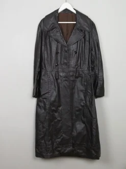 Women's Brown Leather Trench Coat M