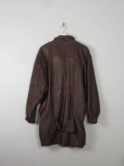 Women's Brown Leather Vintage Coat M