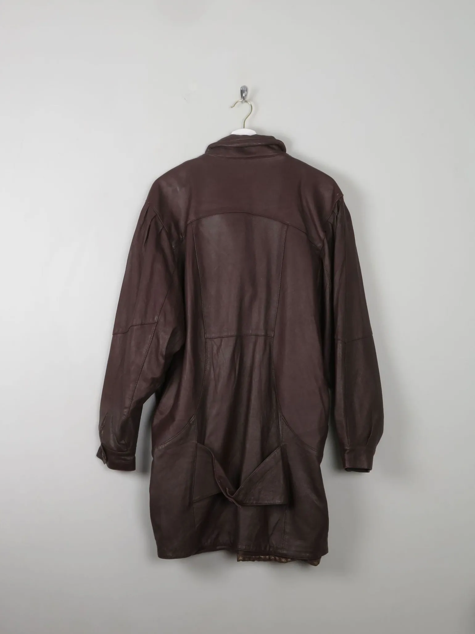 Women's Brown Leather Vintage Coat M