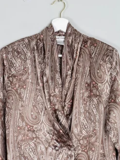 Women’s Brown Paisley Satin Vintage Blouse S