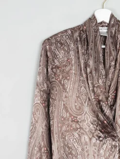 Women’s Brown Paisley Satin Vintage Blouse S