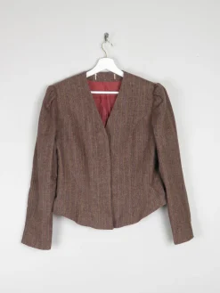 Women's Brown Tweed Fitted Cropped Jacket 10/12
