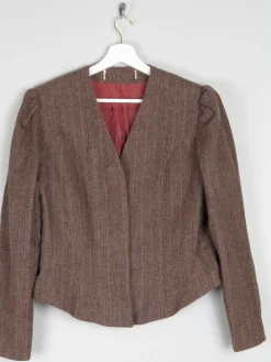 Women's Brown Tweed Fitted Cropped Jacket 10/12